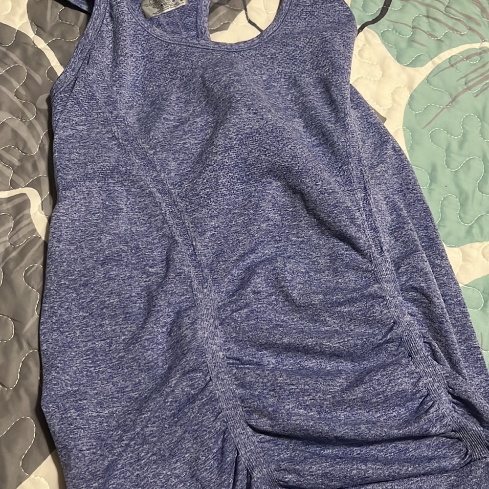 • Athleta Racerback Tank Top Fastest Track Ruched Blue - Picture 11 of 11
